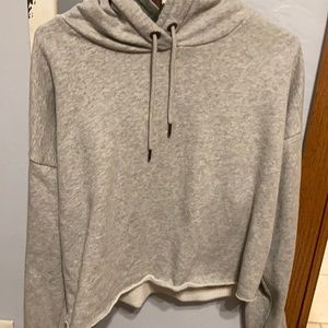 This is a cropped gray large size hoodie